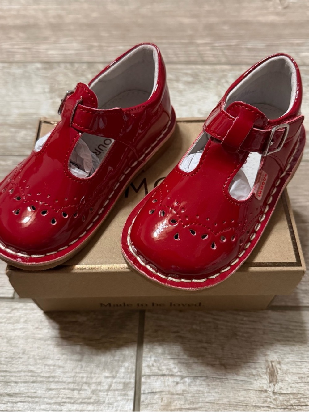 L’Amour Ruthie T-Strap Mary Jane Toddler Girls Sz 7 Patent Red Leather